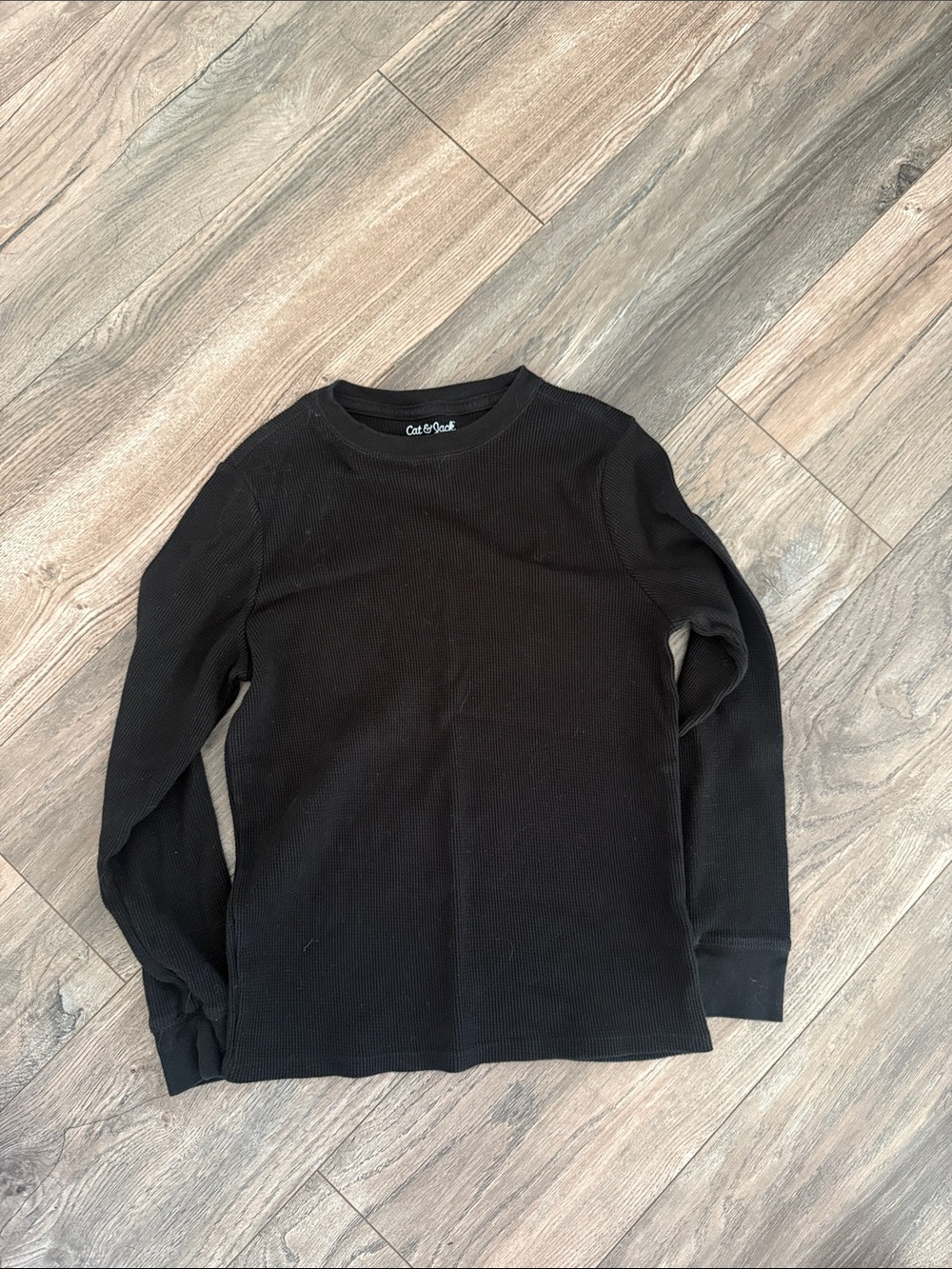 Cat & Jack Black Waffle Thermal Long Sleeve Shirt